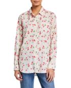 Daphne Cherry Print Button-down Top