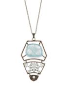 Aquamarine & Diamond Tiered Pendant Necklace