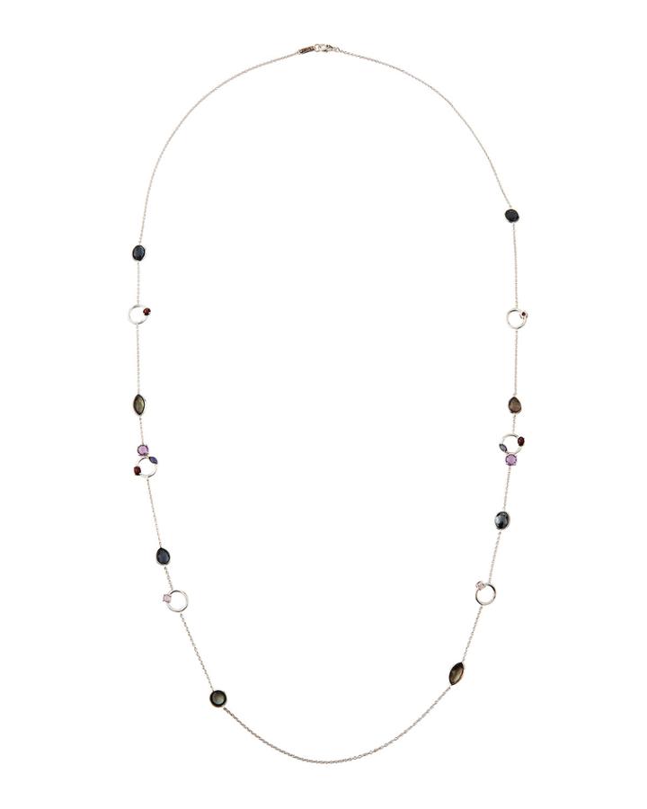 Rock Candy Circle & Mixed-set Stone Necklace In Noir