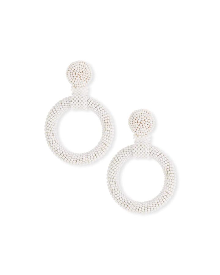 Gypsy Hoop Drop Earrings, White