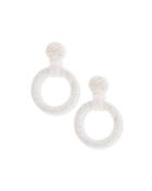 Gypsy Hoop Drop Earrings, White