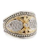 Asteri Ornate Wide White Diamond Band Ring,