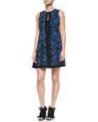 Printed Slit-keyhole Flared Dress