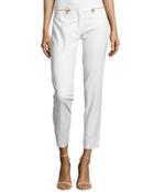 Skinny Pants W/ Zipper Pockets, White