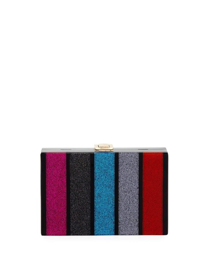 Metallic Striped Box Clutch Bag