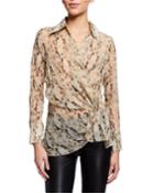 Snake Print Wrap Blouse