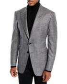 Men's O'connor Wool-silk Prince Of Wales Plaid Blazer Jacket