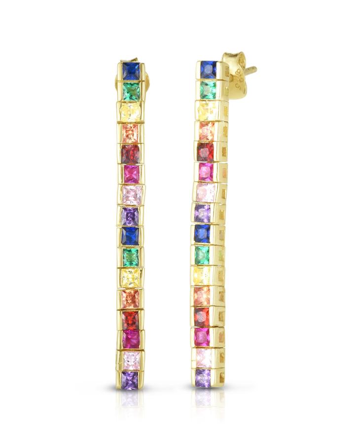 Gold-plated Tennis Drop Earrings