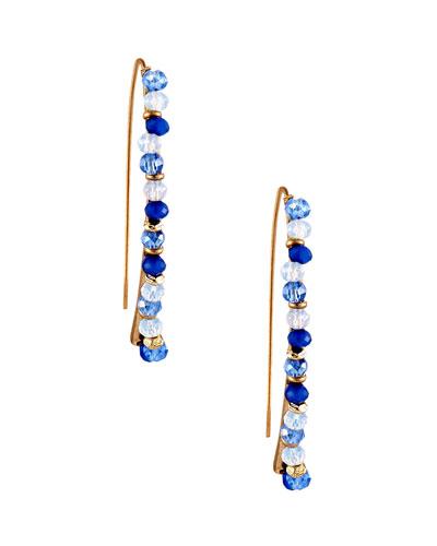 Beaded Delicate Linear Drop Earrings, Blue