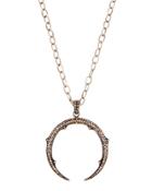 Long Pave Diamond Half Moon Pendant Necklace