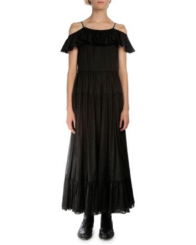 Off-the-shoulder A-line Dress, Black