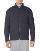 Textured Cashmere Bomber Jacket, Charcoal