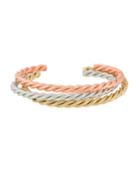 Tricolor Golden Twist Cuff Bracelets,