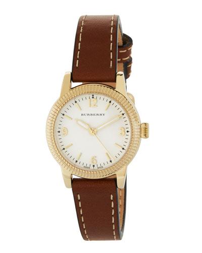 32mm Utilitarian Stainless Steel Bracelet Watch, Golden/tan
