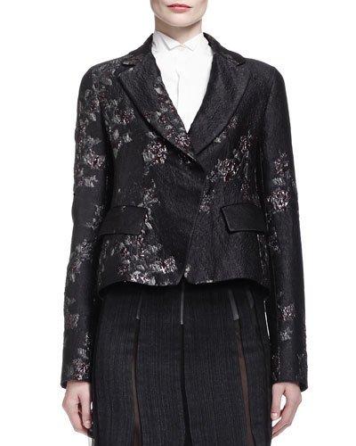 Metallic Brocade Short Jacket W/ Belt