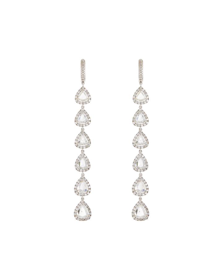 18k Diamond Multi-pear Drop Earrings