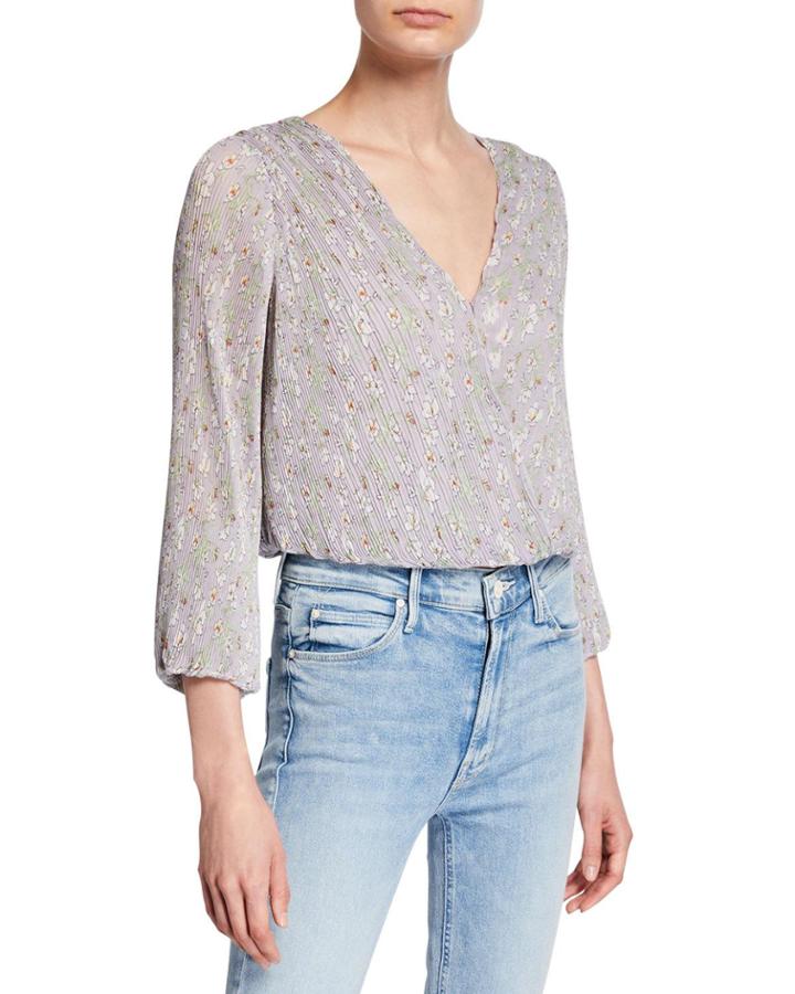 Pleated Long Sleeve Crop Top