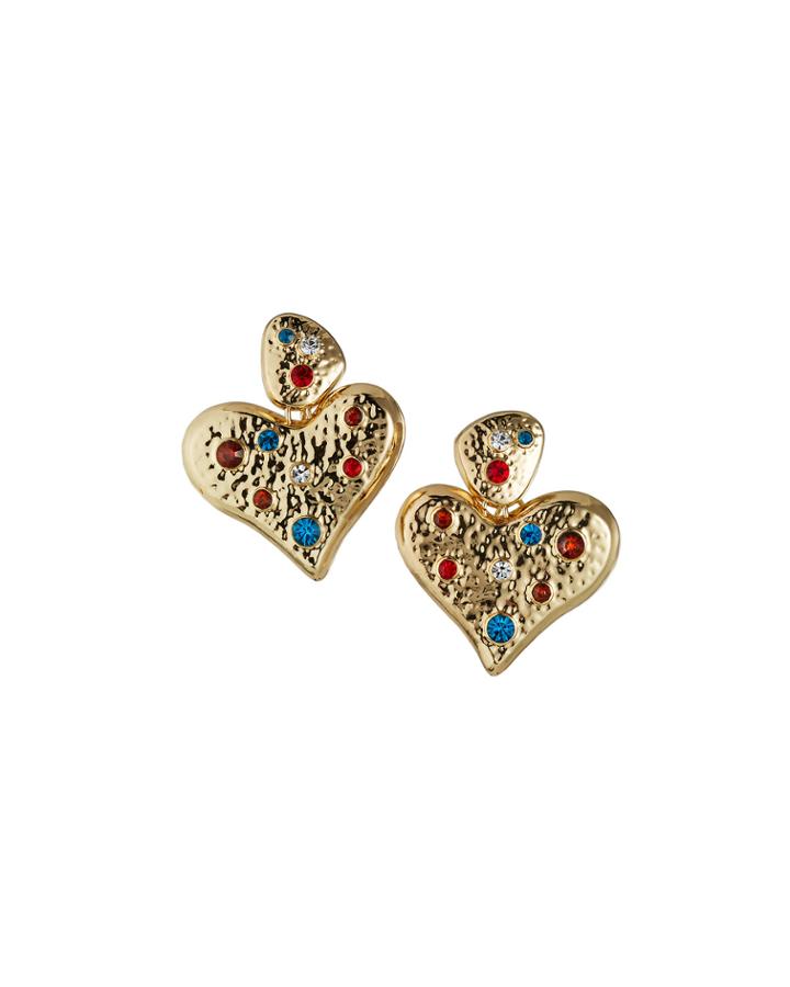 Multi-stone Heart Earrings