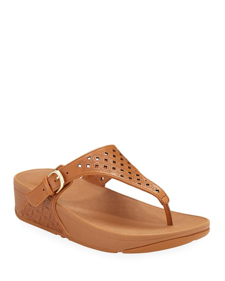 Skinny Perforated Leather Thong