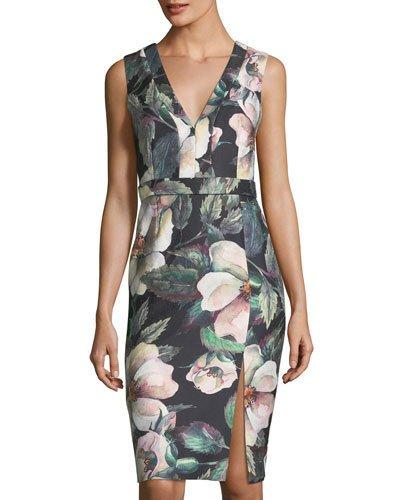 Floral-print V-neck Dress