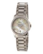 G-timeless Stainless Steel & Mother-of-pearl Watch With Diamonds, White