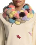 Rabbit Fur Pompom Neck Warmer