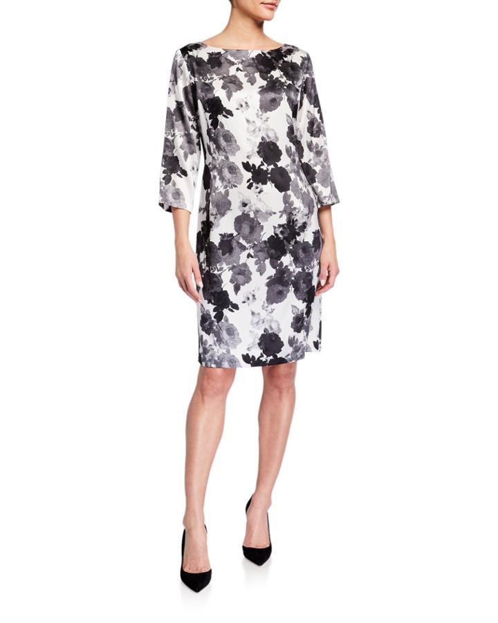 Painted Blooms Print Silk-blend Dress