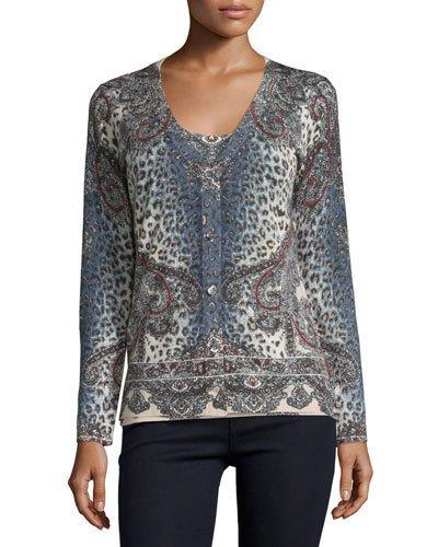 Superfine Bohemian Leopard Button-front Cardigan