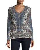 Superfine Bohemian Leopard Button-front Cardigan