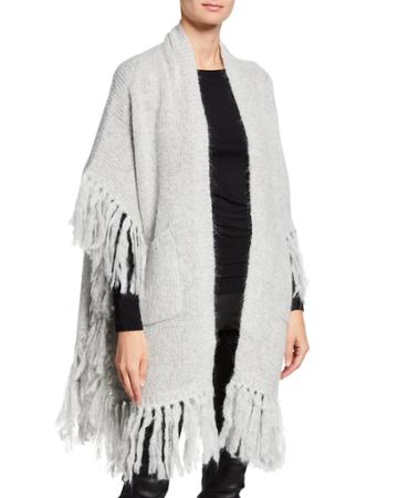 Open-front Fuzzy Fringe Poncho
