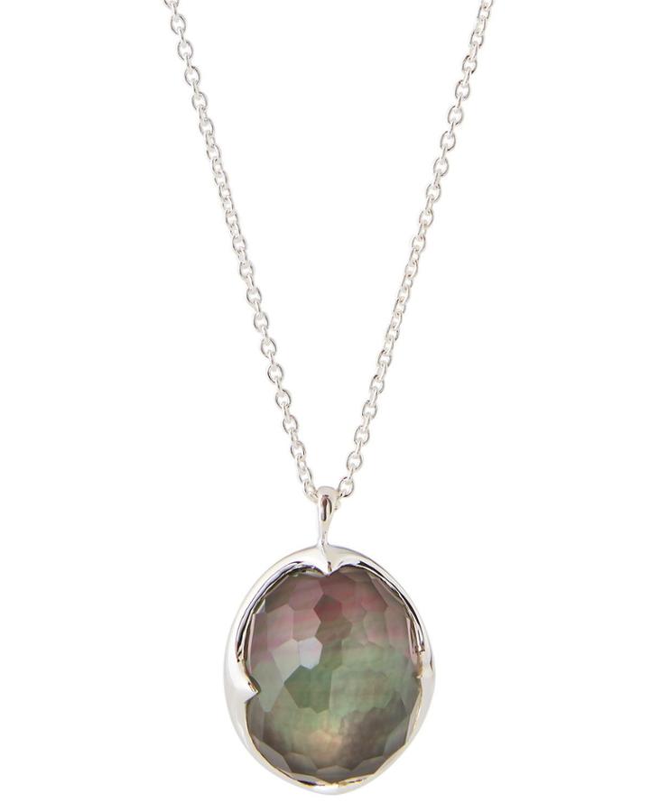 Rock Candy Pendant Necklace In Clear Quartz & Black