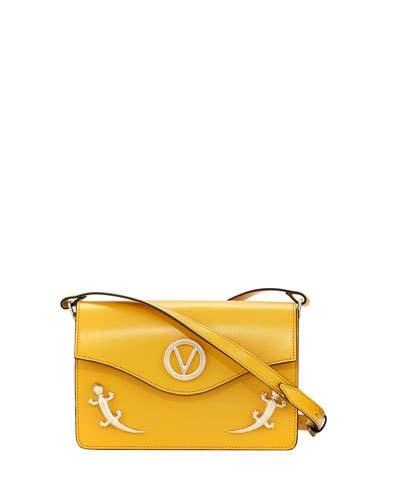 Jade Flap Lizard Shoulder Bag, Yellow