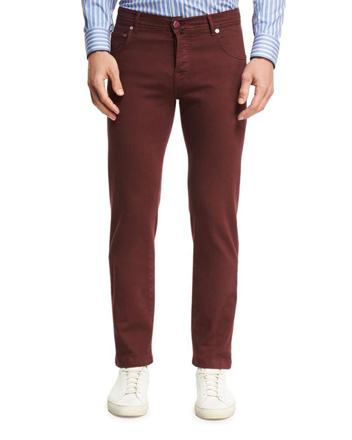 Twill Five-pocket Pants, Red