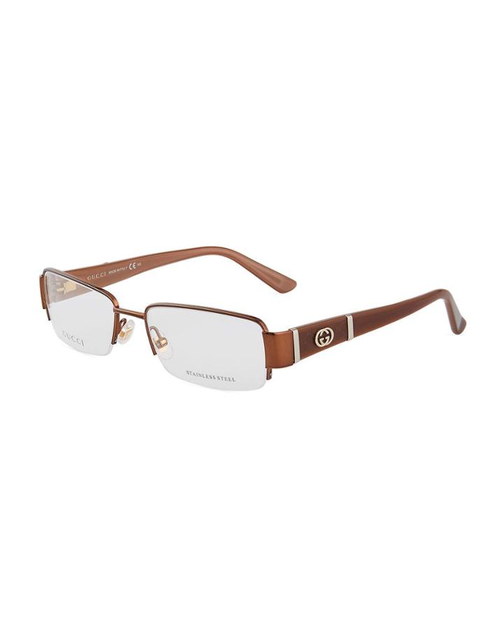 Rectangular Half-rim Acetate/metal Optical Glasses