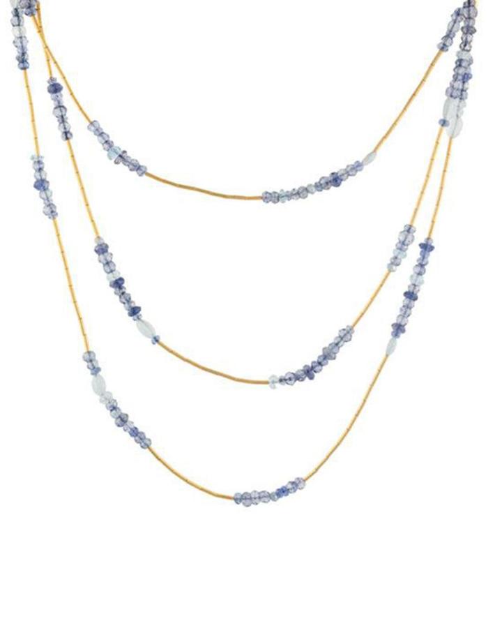 Delicate Flurries 24k 3-strand Gemstone Necklace