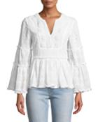 Melitta V-neck Long-sleeve Eyelet &