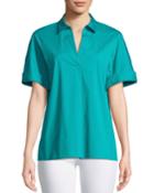 Damon Short-sleeve Stretch-cotton Blouse