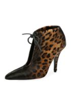 Leopard-print Ankle-tie 105mm Bootie, Black/multi