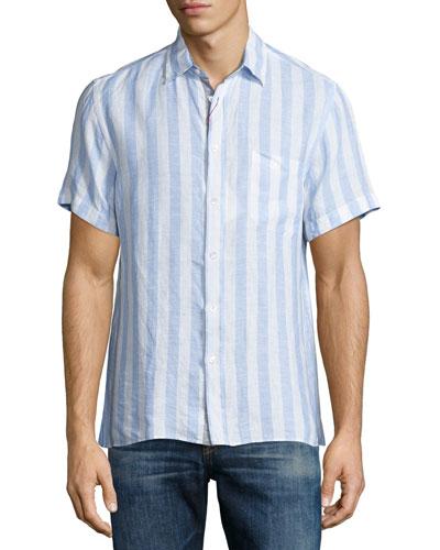 Short-sleeve Stripe-print Linen