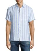 Short-sleeve Stripe-print Linen