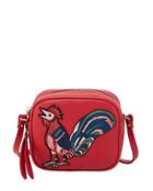 Mini Leather Rooster Camera Bag, Red Pattern