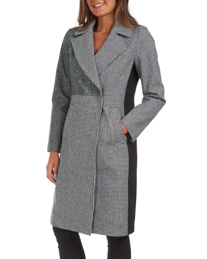 Contrast Plaids Wool Coat