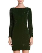 Lola Long-sleeve Scoop-back Sequin Mini Cocktail Dress