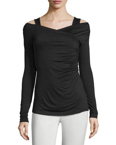 Long-sleeve Side-ruched Top