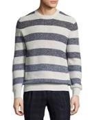 Degrade-stripe Crewneck Sweater, Fog/gray