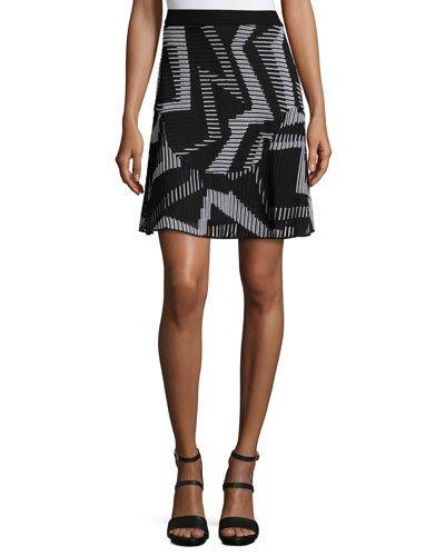 Ribbed Geometric-patterned Fit-&-flare