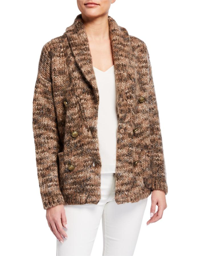 Mohair/cashmere-blend Shawl-collar Cardigan