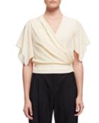 Flutter-sleeve Wrap Blouse