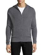 Zip-front Elbow-patch Hoodie,