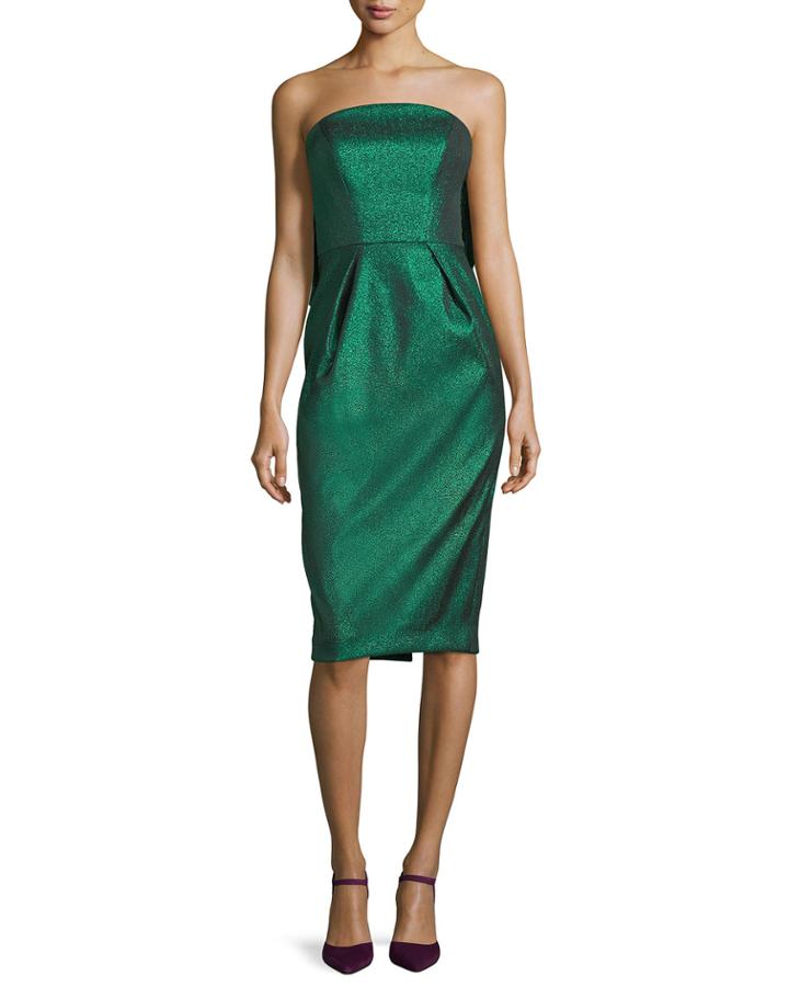 Maddie Strapless Stretch-lurex Cocktail Dress W/ Bow
